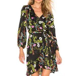 Cynthia Rowley Malibu Wrap Dress Night Garden Print XS